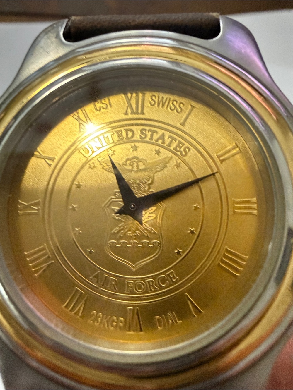 Gold Dial Stainless Watch - United States Air Force Emblem